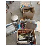 Pots, pans, washing board, and more household items