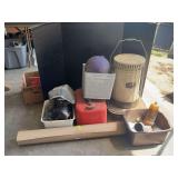 Outboard motor can, kerosene heater, welding helmet and more