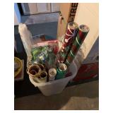 Wrapping paper container and contents