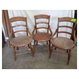 3 leather seat walnut dining chairs, need seats