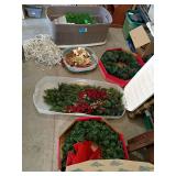 Christmas decor, garland, wreaths, lights