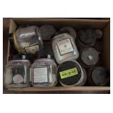 Box full of empty bath salt jars