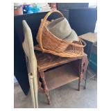 Baskets, end table, plant stand, hat