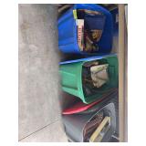 4 totes of assorted household items, automotive items, kitchenwares etc ..