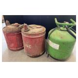 Metal gas cans, and air tank