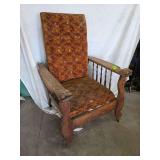 Morris chair w/ carved arms