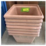 Seven heavy plastic square planters