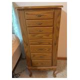 Jewelry armoire w mirrored top, side doors and eight drawers