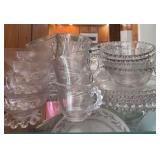 Candlewick includes 5 cups w saucers, (4) 5” bowls, (5) 8” bowls and 4 sherbets