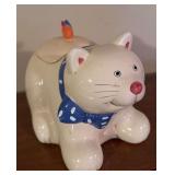 Cat cookie jar, chip on fish tail and back of lid