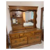 2pc dresser w mirror 18D x 60L x 72H and matching queen size headboard NO MATTRESSES!!!