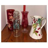 Two vases, apothecary jar and pitcher