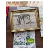 LD Heaton pencil? drawing 1977 and Western design wild rag