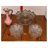 Berry bowl set and Shafer Pottery Co pink vase