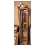 Glass display case w four glass shelves and lighted 13D x 16L x 74H