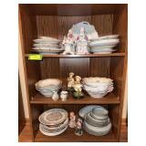 Bottom three shelves includes hand painted china, figurines, etc