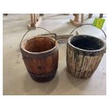 Two 8” wooden buckets