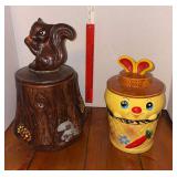 Two cookie jars, rabbit does have small hairline at rim