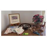 Ladies hankies, dream catcher, wall art, flower basket, etc