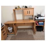 3pc desk unit w desk w hutch top, rolling shelves w hp printer, paper holders, dictionaries NO LAMPS!!