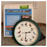 Heated birdbath and bird clock