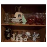 Bottom two shelves includes stemware, candle holders, vases, etc