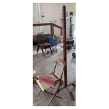 Hall tree, foot warmer and Gilbert & Drabble folding chair