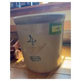 4 gallon Red Wing crock No ring, hairline “X” in bottom inside of crock