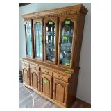 2pc lighted china hutch w glass front, two drawers and lower double doors 18D x 58L x 73H Matches dining table in following lot NO CONTENTS!!!