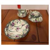 Very pretty hand painted cream & sugar w matching dessert plate