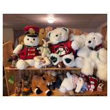 Two shelves of stuffies includes bears, Rudolph, TY’s, etc