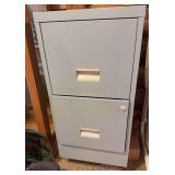 Two drawer metal file cabinet