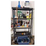Shelf and all includes oil, spray paints, cleaning, solar flag light, etc