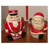 Two Christmas cookie jars-Santa and nutcracker