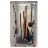 All in cabinet includes long handled yard tools