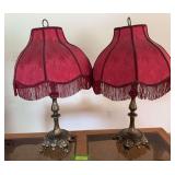 30” tall table lamps w Victorian style shades