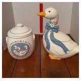 Two cookie jars, geese theme