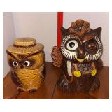 Two owl cookie jars