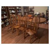 Oak dining table 60x40 w/ (1) 18” leaf and 4 chairs