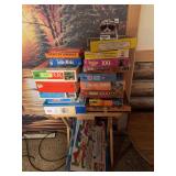 Folding table of puzzles and games
