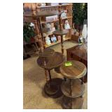 Pair of round plant stands 26” and 46” tall