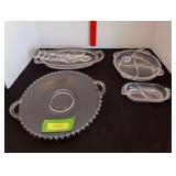 Candlewick includes divided relish, handled servers, fork & spoon