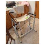 Shower chair, tub gripper, easy up and footed cane