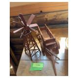 Wood wagon and windmill