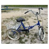 Mantis TriRad 3 wheeled folding bicycle with grocery getter basket