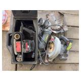 Belt sander, circular saw and angle grinder