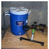 Under desk bike and water cooler