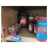 Quantity of gunpowder, including full 8 pound alliance powder canister, eight other canisters