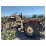Allis Chalmers 160 tractor diesel engine - with rear blade, bucket with forks, brush mower, auger, and post pounder - started up perfectly!