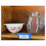 Pyrex Cinderella bowl small size, and Evenflo glass pitcher